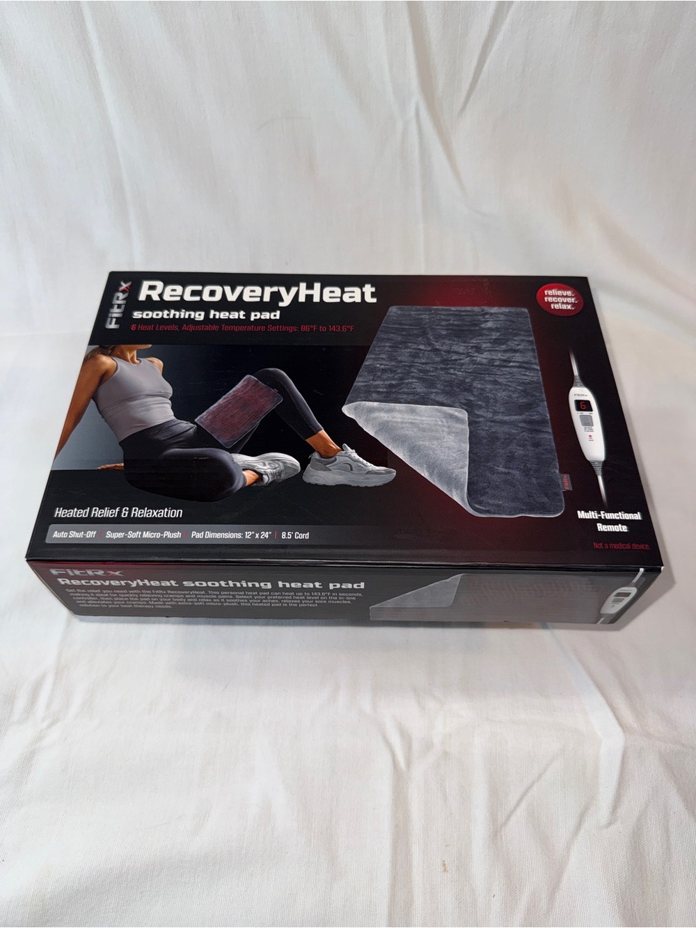 Soothing 12 x 24 Heated Relief & Relaxation Pad in Gray w/ Remote Control